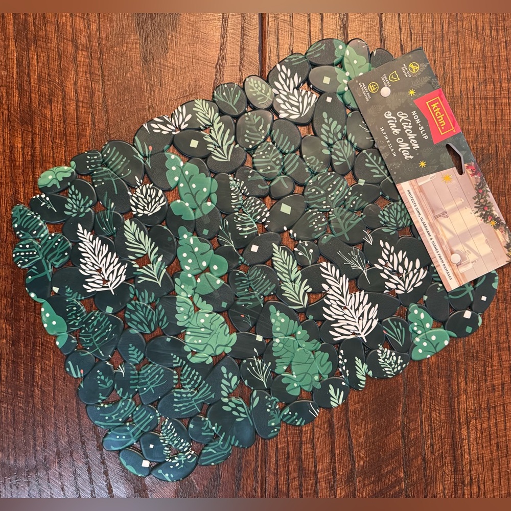 Christmas Sink Mat, Christmas Trees Protective Pebble Sink Mat, Sink Mat